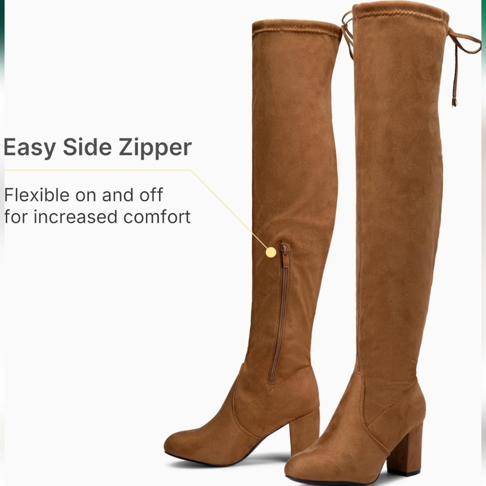 VEPOSE Thigh High Over the Knee High Heel Boots Suede Inner Zipper - Picture 3 of 8